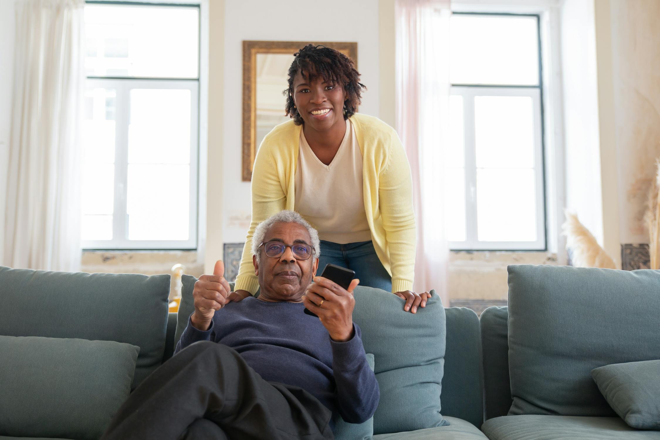 SAL Healthcare caregiver with client at home